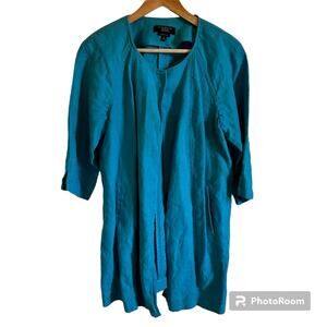 Talbots women’s Irish‎ linen jacket 1x petite blue